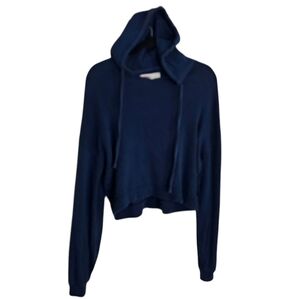 FP Beach by Free People Blue Cropped Relaxed Fit Sweatshirt Hoodie size Small